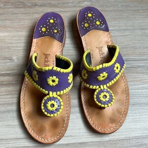 Jack Rogers Leather Flip Flops – Size 9 – Purple & Yellow